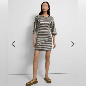 Theory Essential T-Shirt Dress in Striped Cotton Jersey Medium